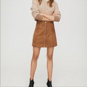 Wilfred Free Zip Up A-line Mini Skirt Vegan Suede